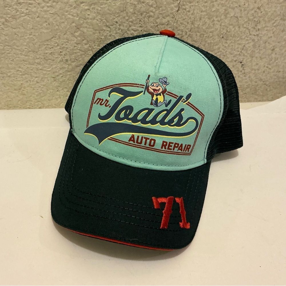Disney Walt Mr. Toad's Auto Repair Black and Teal Hat